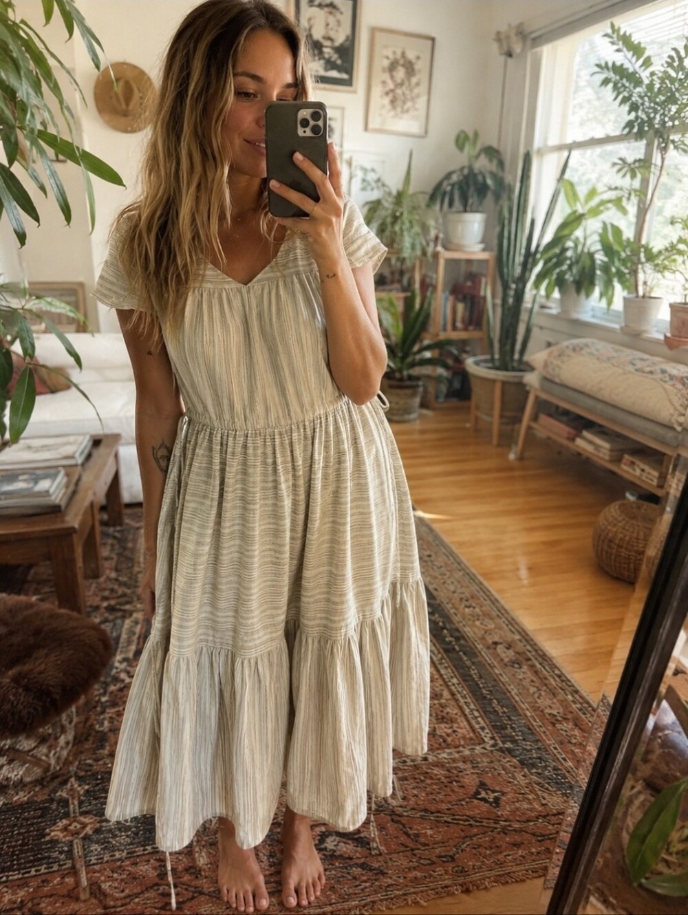 Calista 100% Cotton Tiered Midi Dress